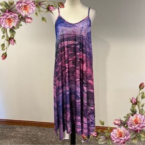 Asymmetrical Purple & Pink Slip Dress